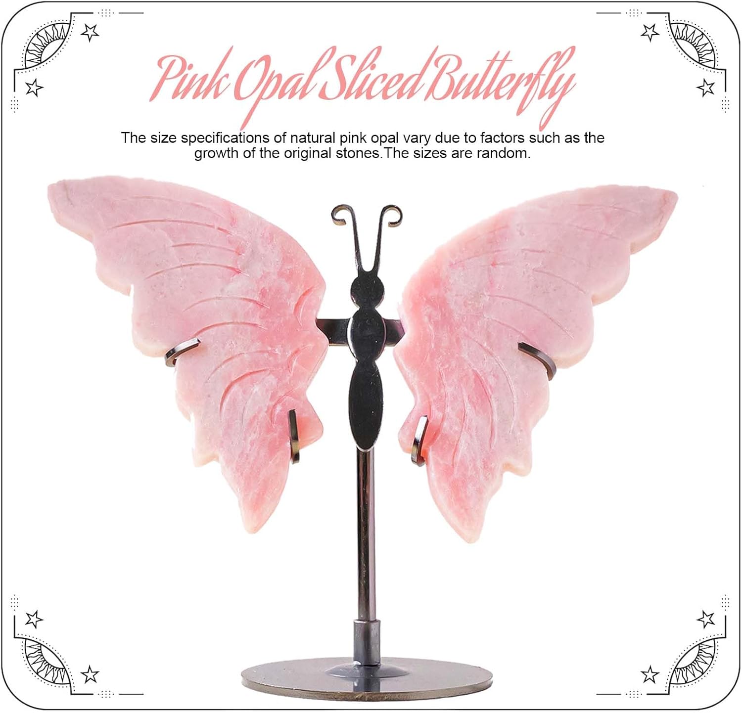 Apengshi Genuine Crystal Butterfly Ornament, Amethyst Agate Wings, Home Office Tabletop Home Decor (Pink Australian)