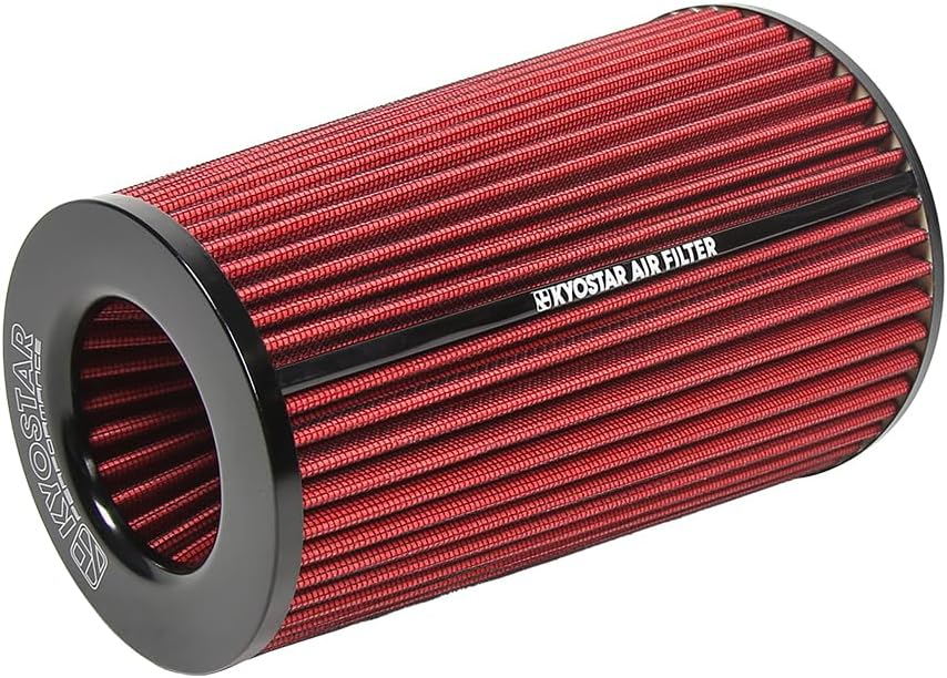 3/3.5/4inch Inlet Cold Air Intake Cone Replacement Performance Washable High Flow Dry Air Filter (RED)
