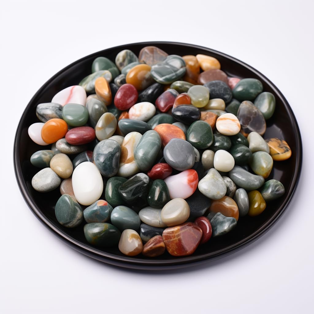 Polished Ocean Jasper Crystal Chips 200 Pcs - 0.3" 10 oz Tumbled Stone Chips Crushed Sea Glass Stones Healing Reiki Crystal Making Home Decoration,0.3" inches