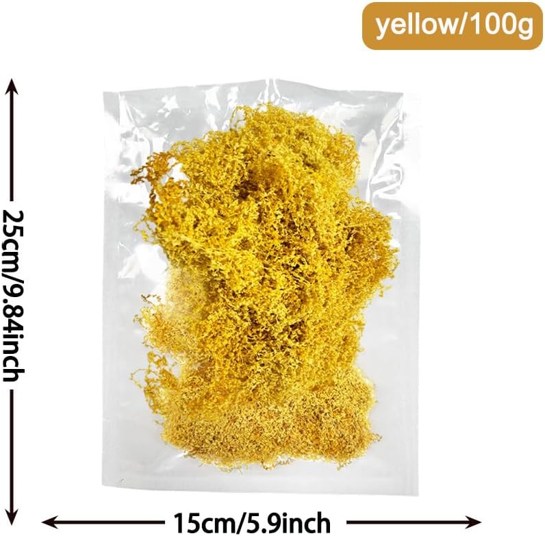 Artificial Faux Moss, 3.52 oz Fake Yellow Moss for Potted Plants, Artificial Moss for Crafts, Maintenance-Free Artificial Moss for DIY Scenery, Fairy Garden (100g, Yellow)