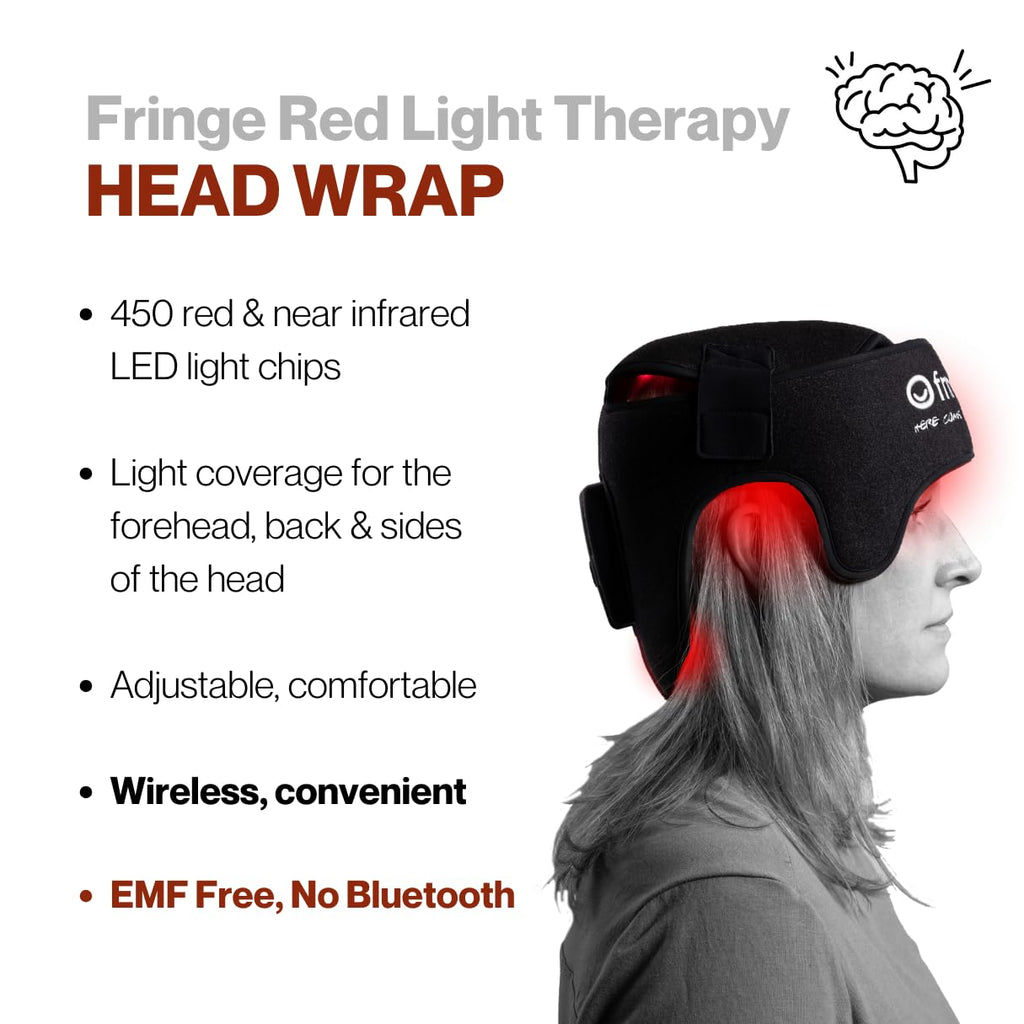 Fringe Red Light Therapy Wrap for Head & Hair, Both Red Light 660nm and Infrared Light 850nm, 360 LED Lights, Sports Recovery