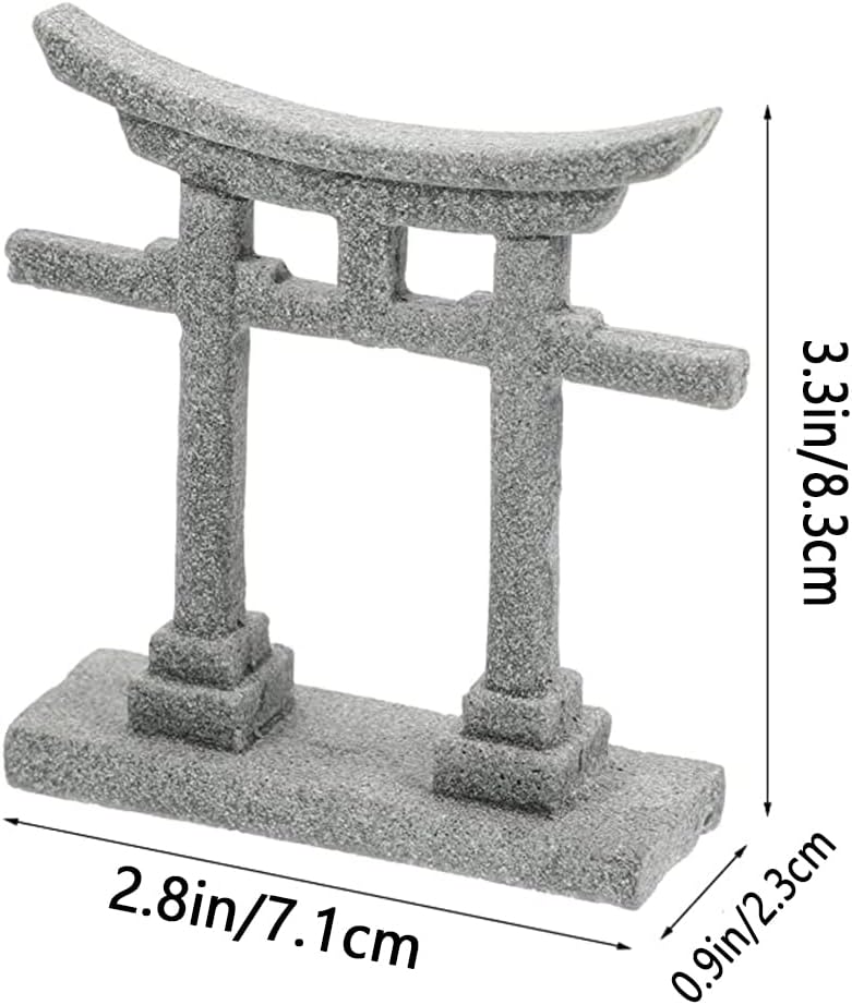 livelyfish Japanese Shinto Torii Gate Aquarium Decorations Asian Fish Tank Decorations Japan Style Bridge Landscape Ornaments Decor, M