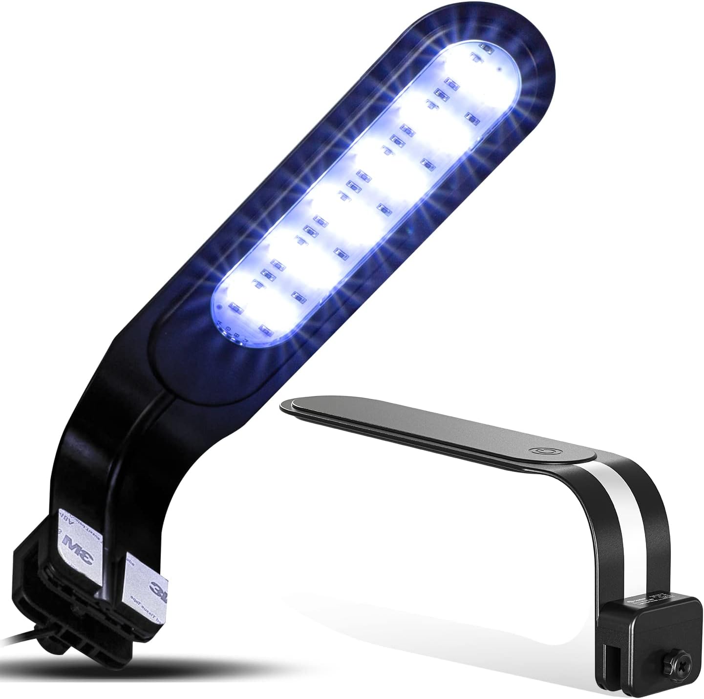 REPTI ZOO 5W Reptile Terrarium Light Fixture, Day and Night LED Clip Light for Reptile Tank, Full Spectrum White Bule Red Lights, 7 Light Modes Clamp Lamp