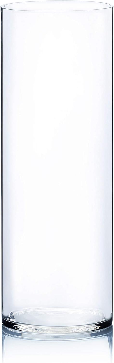 WGV Cylinder Vase, Width 7", Height 20", Clear Wide Large Diameter Flower Glassware, Floral Container, Planter Terrarium for Wedding Party Event, Home Accent Decor, 1 Piece
