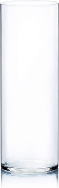 WGV Cylinder Vase, Width 7", Height 20", Clear Wide Large Diameter Flower Glassware, Floral Container, Planter Terrarium for Wedding Party Event, Home Accent Decor, 1 Piece