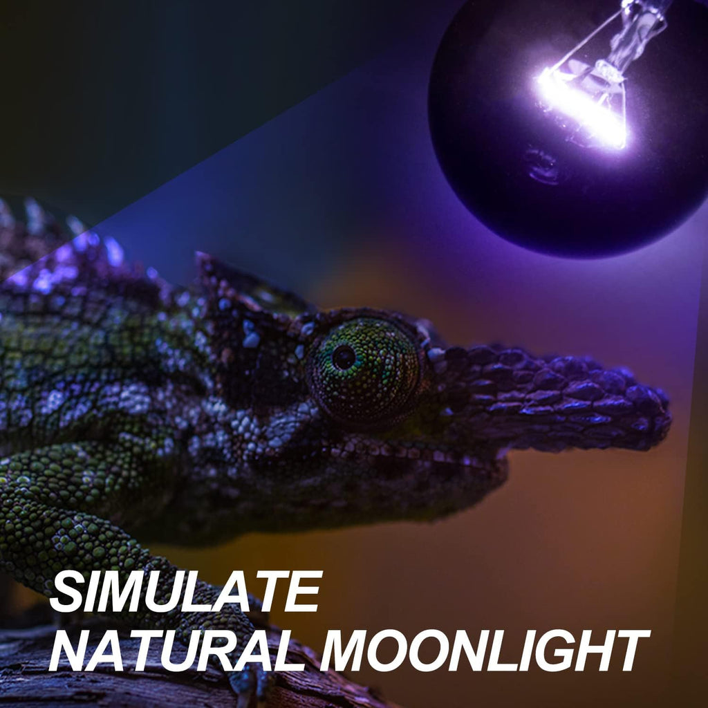 WACOOL 4Pack Reptile Night Heat Lamp, 75W Night Heat Lamp for Reptiles & Amphibians,Simulate Nature Moonlight Purple Night Light for Bearded Dragon Lizard Snake Crab…
