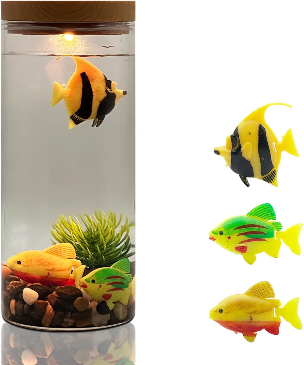 Aquarium Water Lamp, Fish Tank Style Decorative Lamp with Artificial Fish & Plants, LED Ambient Light for Home, Office, Bedroom, Relaxation & Unique Gifts