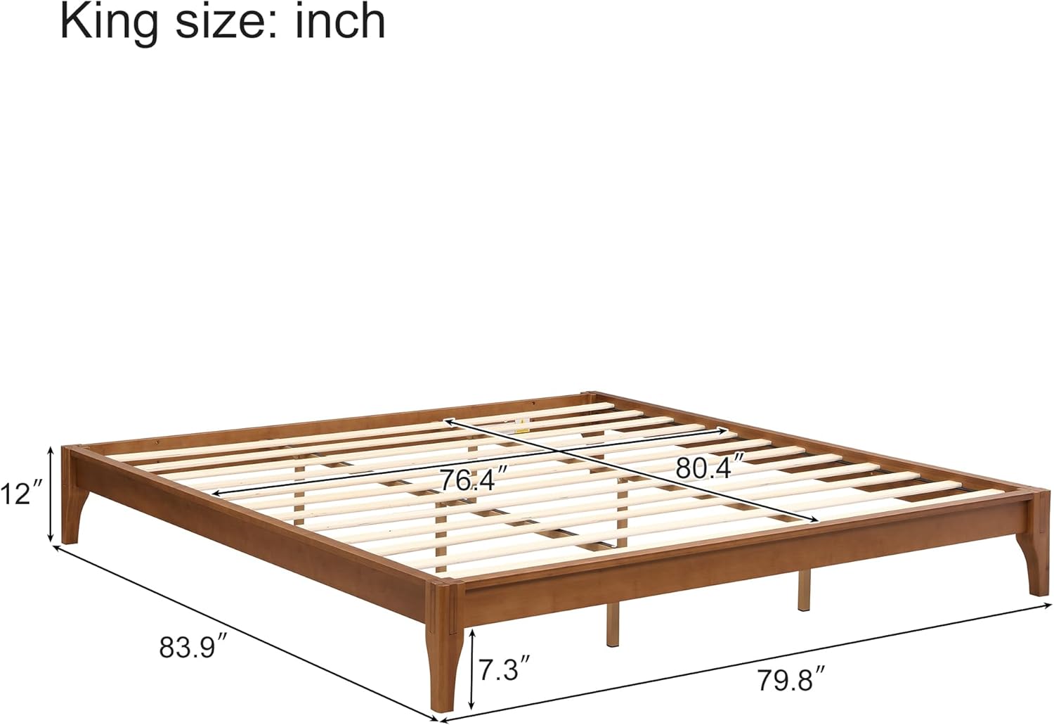 Merax King Size Bamboo Wood Platform Bed Frame with No Headboard, Under Bed Storage, Wood Slat Support, No Box Spring Needed, Easy Assembly, Brown