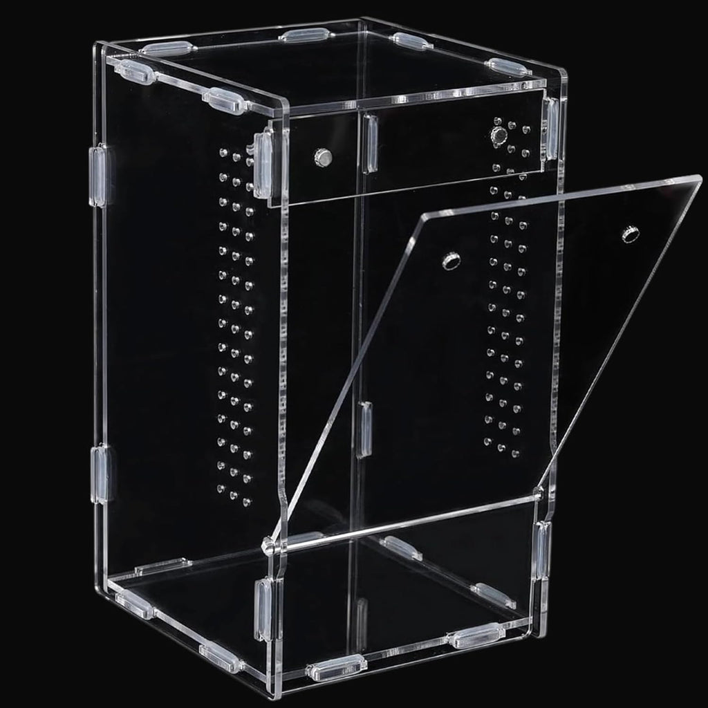 Jumping Spider Habitat Enclosure Spider Terrarium Transparent Amphibian Acrylic Enclosure Box for Spiders, Arthropods, Amphibians