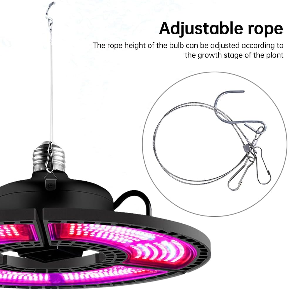 Buachois Grow Lights for Indoor Plants, 360 LED Full Spectrum Red Blue LED Plant Growing Lamps with E27 Base,Height Adjustable Plant Stand for Flowers Vegetables Growth
