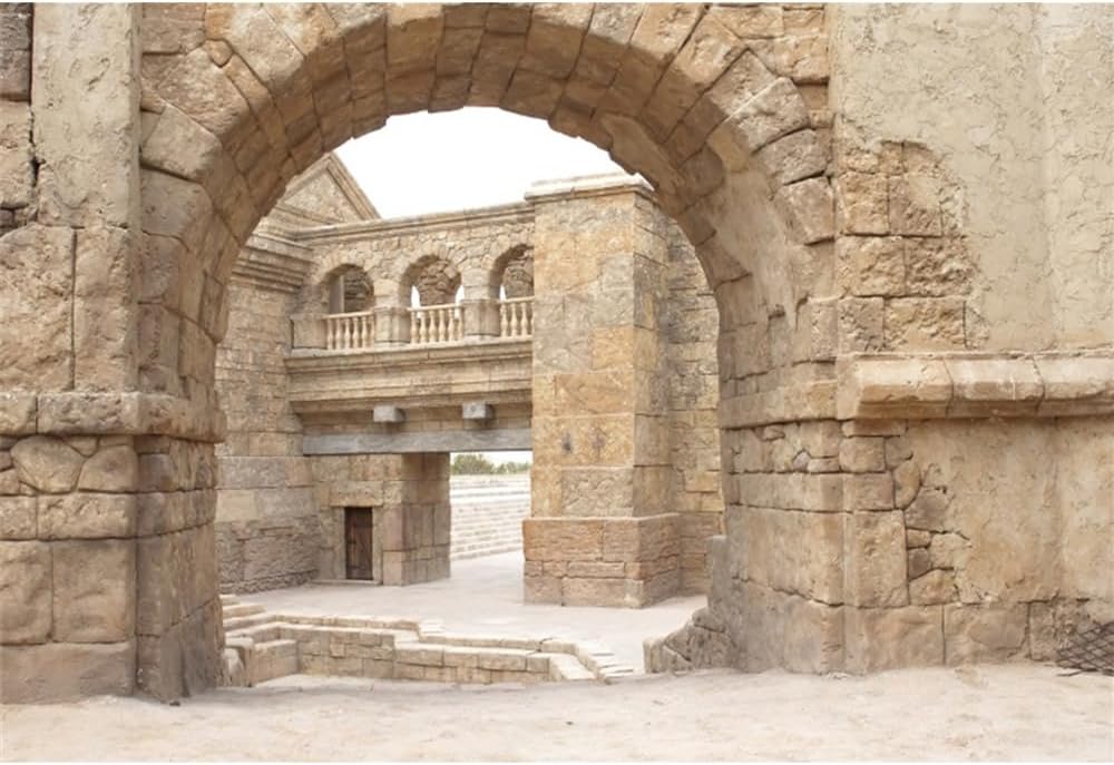 Leyiyi 8x6ft Old City Jerusalem Backdrop Ancient City Street Scenery Arches Stone Wall Buildings Background for Photography Roman Church Israel Photo Backdrop Vinyl Photo Booth Studio Props