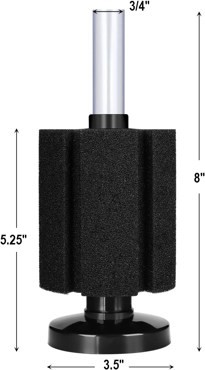 AQUANEAT Aquarium Sponge Filter Breeding Fry Betta Shrimp Nano Fish Tank 4pcs (M Large up to 50Gal)
