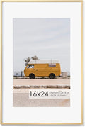 Fun Memories 16x24 Frame Gold, 16 x 24 Poster Frame with Mat for 12x18 Photo-Tempered Glass, Wall Hook Included, Set of 1