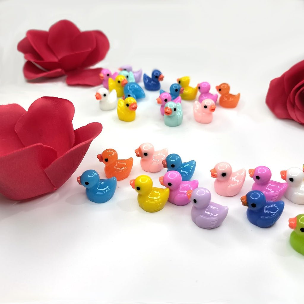 110 Pieces Mini Resin Ducks Tiny Duck Miniature Figures Charms Ornament Potted Garden for Party, DIY Micro Landscape Decorations, Aquarium Ornaments