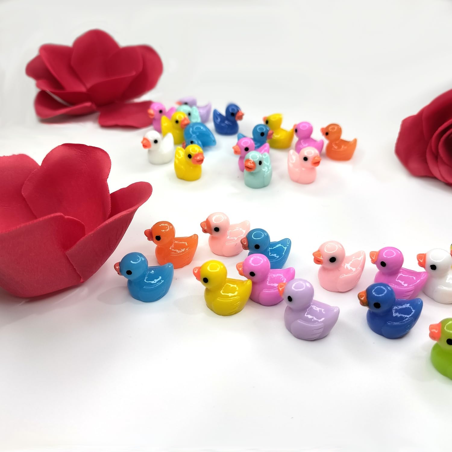 110 Pieces Mini Resin Ducks Tiny Duck Miniature Figures Charms Ornament Potted Garden for Party, DIY Micro Landscape Decorations, Aquarium Ornaments