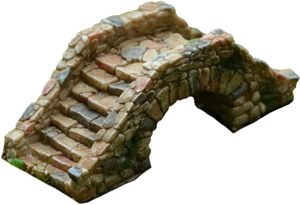 Garden Decoration Resin Craft Mini Bridge Outdoors Artificial Bridge Set Arch Plank Bridge Rockery Bonsai House Garden Decor Fish Tank Ornament Micro Landscape Gift