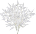 DILATATA Faux White Eucalyptus Stems – 32” Artificial Willow Leaves, 5 Pcs Long White Eucalyptus Branches for DIY Bouquets, Centerpieces, Shower & Wedding Decorations