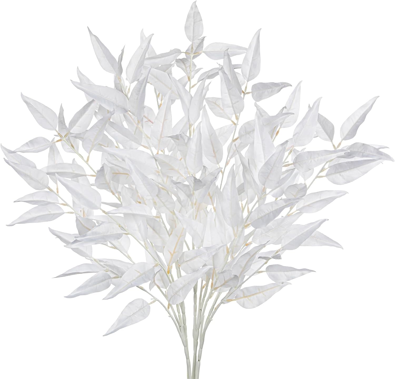 DILATATA Faux White Eucalyptus Stems – 32” Artificial Willow Leaves, 5 Pcs Long White Eucalyptus Branches for DIY Bouquets, Centerpieces, Shower & Wedding Decorations