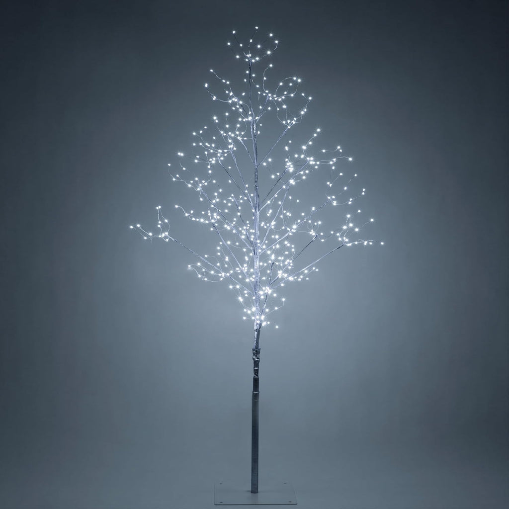4 Ft Silver Fairy Light Tree Artificial Tree Bedrom Décor Indoor Tree, 390 Cool White LED Lights