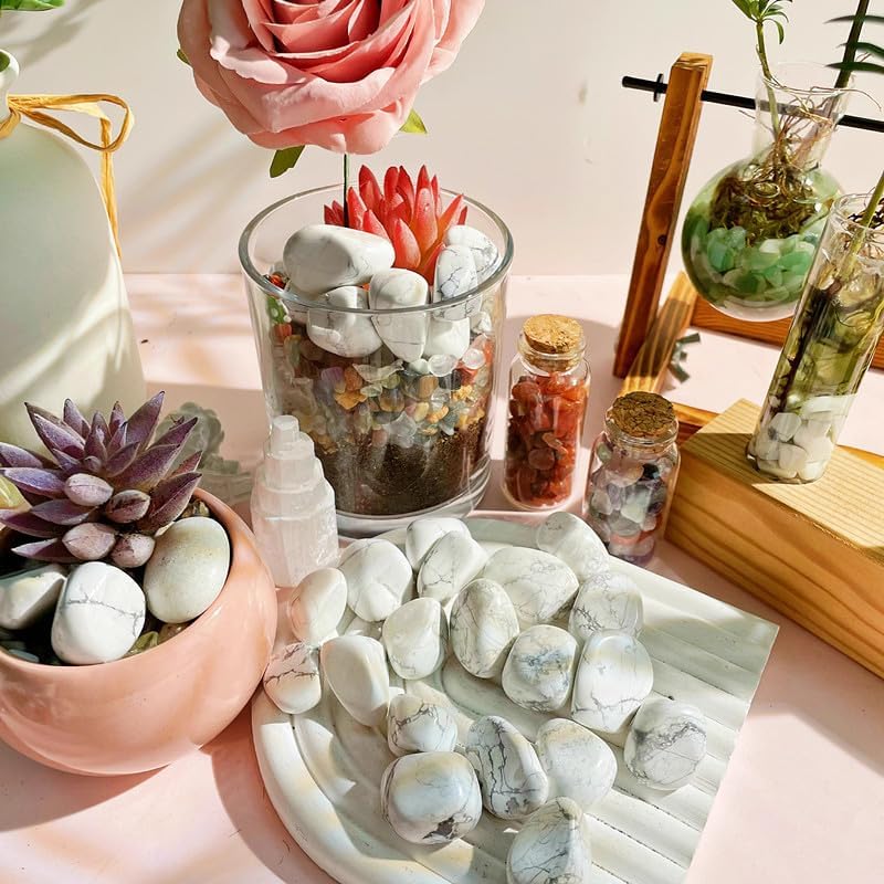 DUQGUHO White Turquoise Crystals Bulk Natural Irregular Polished Stones Tumbled Crystals Gemstone Rocks for Beginners Gift 200g
