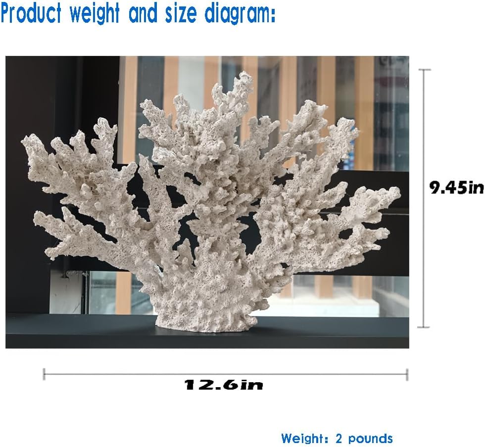 decorlWhite reefs, Artificial Coral Statues, Nautical Decorations for Beach Themed Homes, Resin Artificial Coral Ocean Decorations (Large Size)