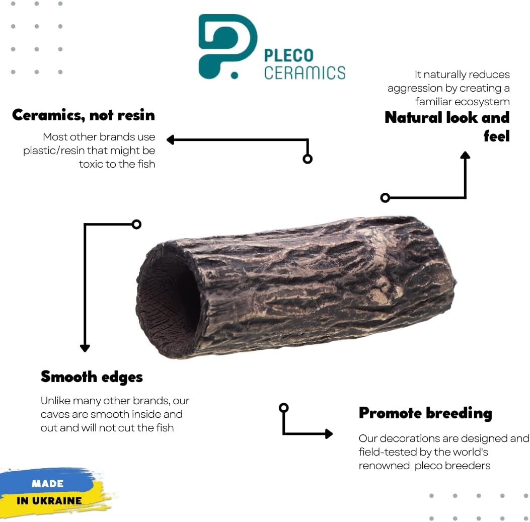 Plecoceramics Pleco Cave Natural Breeding Ceramic Decorations Fish Tank Aquarium Small Size (1 pcs)