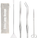 Hiceeden 4 Pcs 15 Inch Long Aquarium Aquascape Tools, Stainless Steel Aquascaping Tools Kit Include Aquarium Tweezer, Scissor, Spatula, Aquatic Plants Tool Set with Storage Pouch for Fish Tank