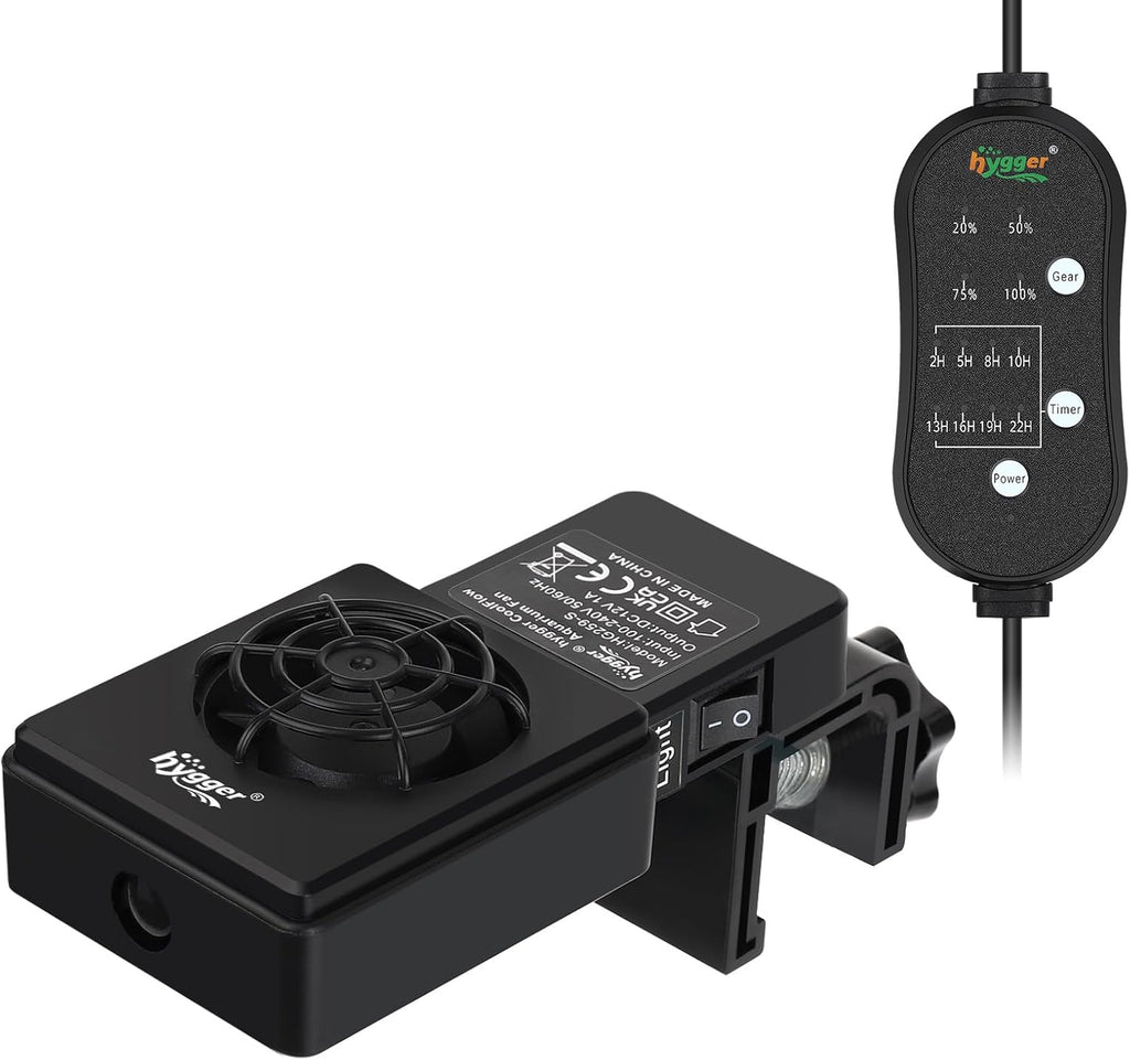 hygger Mini Aquarium Chiller Fan Adjustable Speed & Timer Fish Tank Cooler Cooling System Axolotl Tank Accessories Up to 5 Gallon