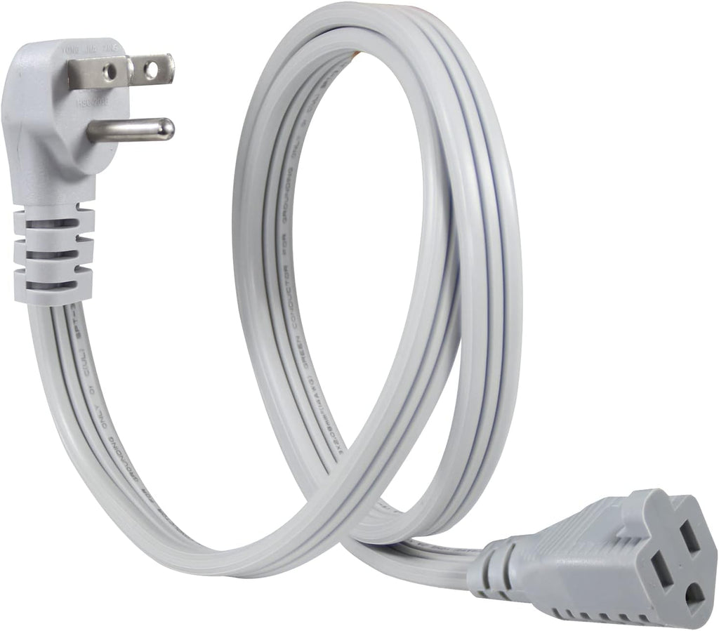 KUNCAN Appliance Power Extension Cord - 3 Prong Flat Wire SPT-3 14 AWG Heavy Duty Male to Female Extender Low Profile Grounded Cable for Major AC Unit, Air Conditioner, Refrigerator, Heater (1 Feet)