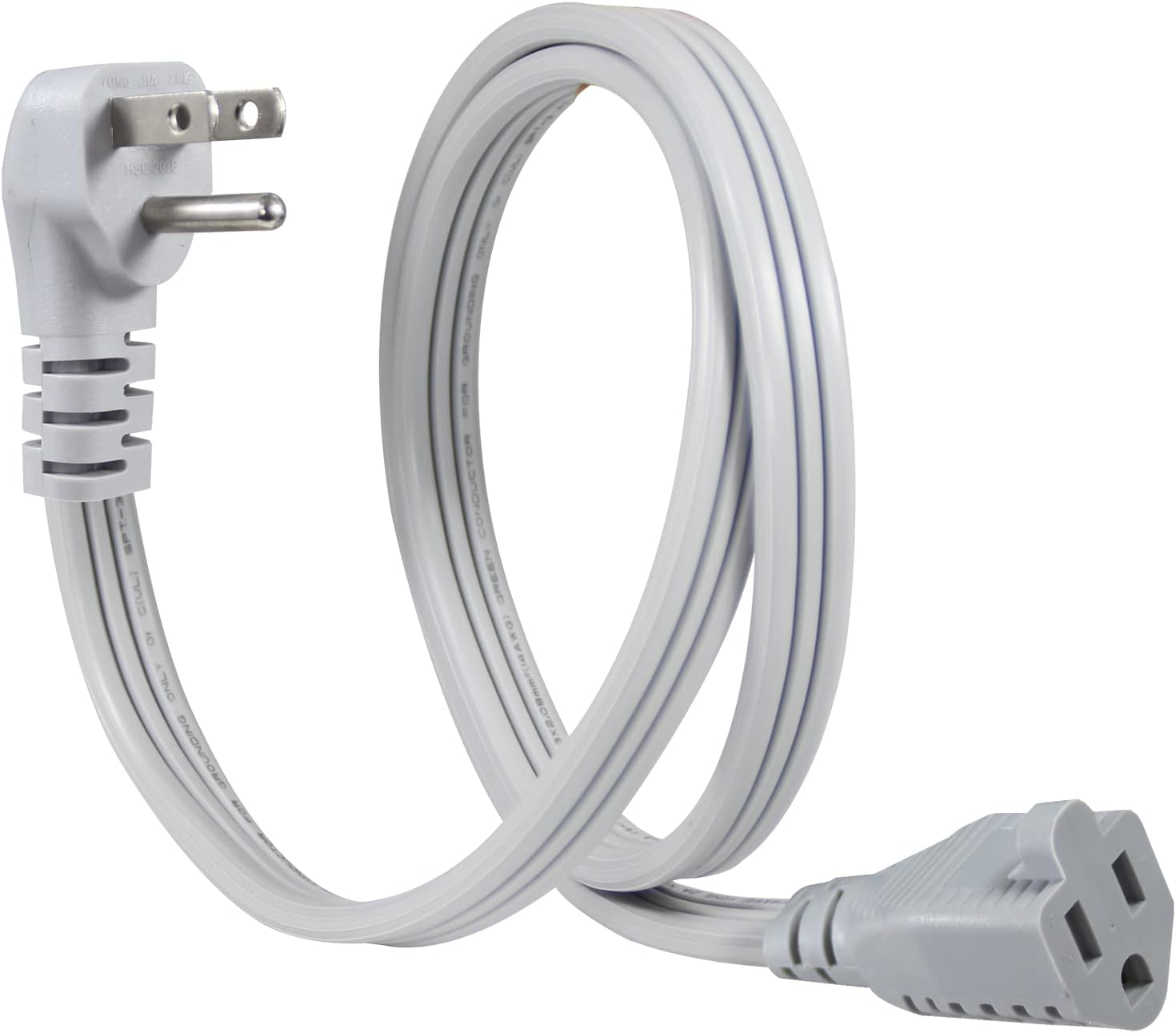 KUNCAN Appliance Power Extension Cord - 3 Prong Flat Wire SPT-3 14 AWG Heavy Duty Male to Female Extender Low Profile Grounded Cable for Major AC Unit, Air Conditioner, Refrigerator, Heater (1 Feet)