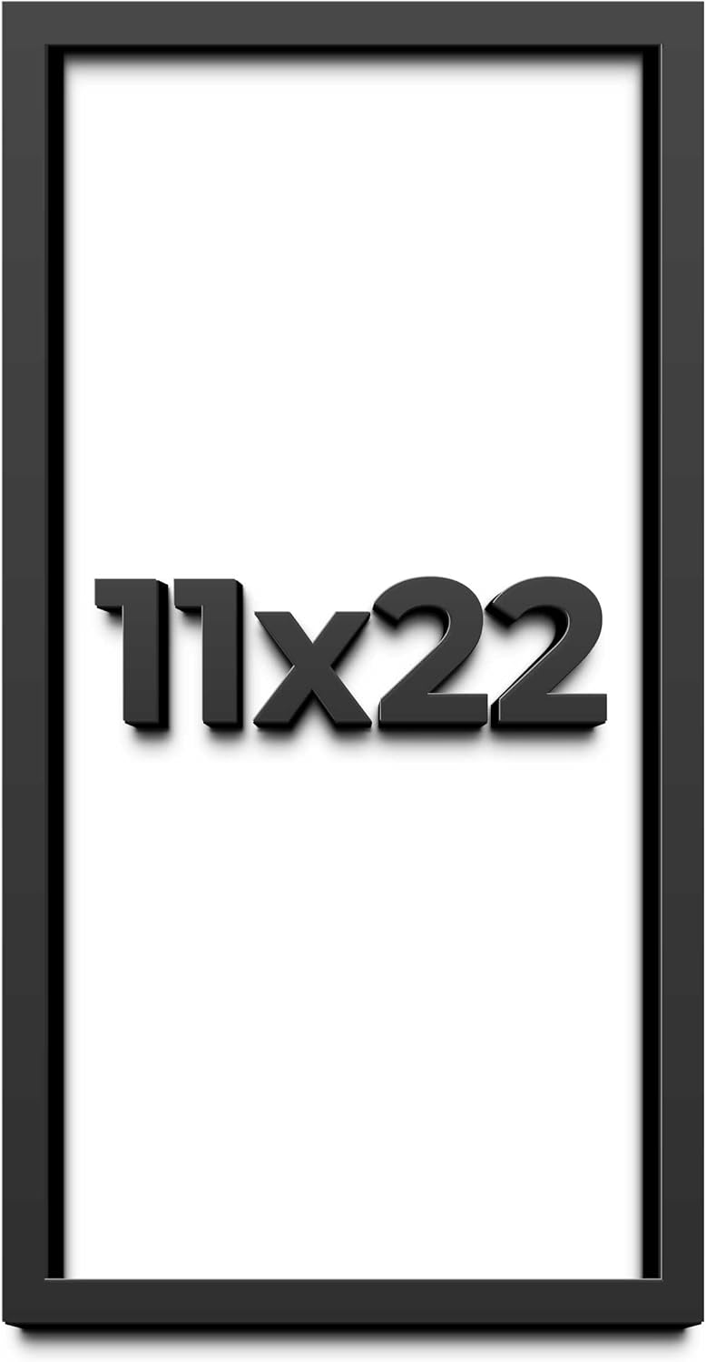 11x22 Shadow Box Frame Black | 1 Inch Deep Real Wood | Contemporary Shadowbox Display Frame | UV Resistant Acrylic Plexiglass, Acid Free Backing, and Hanging Hardware | Dugan Picture Frame Style