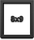 8x9 Shadow Box Frame Black | 1 Inch Deep Solid Wood Shadowbox Display Frame | UV Resistant Acrylic Plexiglass, Acid Free Backing, and Hanging Hardware | Dugan Picture Frame Style