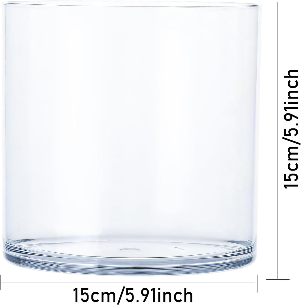 Clear Acrylic Vase for Centerpieces 5.9x5.9 Inch Cylinder Wide Mouth Vase for Flowers, Home Decorative, Office, Wedding Party