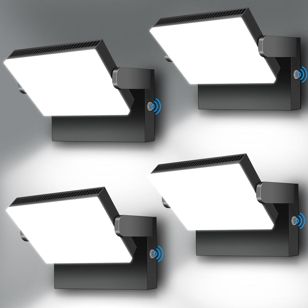 ledmo 150W LED Wall Light, 18000LM Super Bright Commercial Outdoor LED Wall Pack 360 ° Rotatable Dusk to Dawn Security Flood Lighting with Photocell IP65 5000K Modern Black Square4 Pack