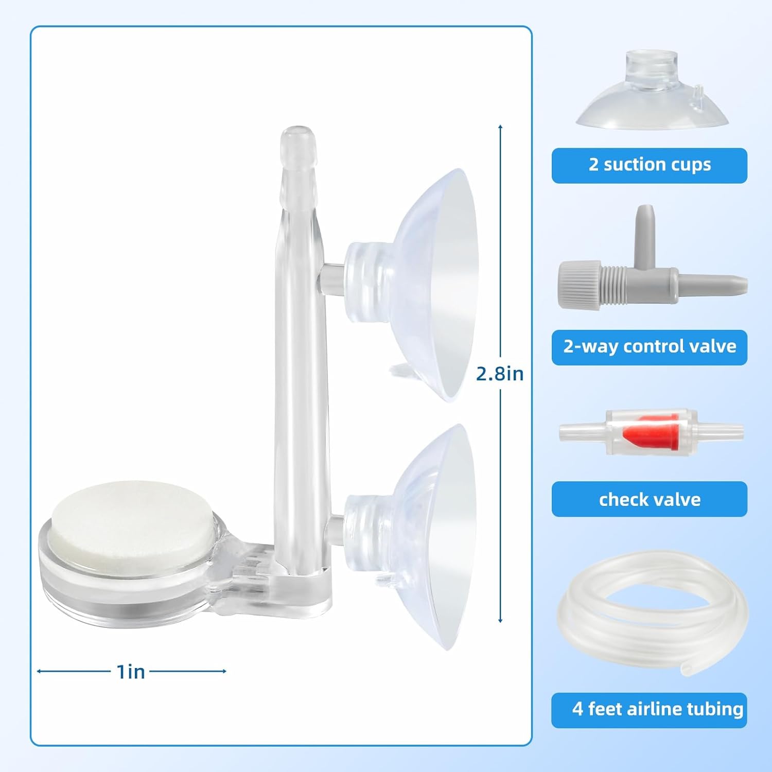 AQUANEAT Aquarium Air Stone Disc, 1 Inch Nano Bubble Stone Kit Quiet Dissolved Oxygen Diffuser with Accessories tubing and valves for Small Fish Tank