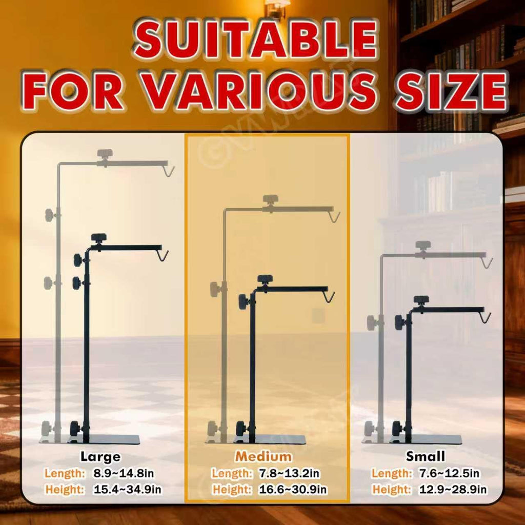 Reptile Lamp Stand, Adjustable Domes Heat Lamp Metal Bracket Floor Light Holder for Reptile Terrarium Lighting Heating Light and Dome lampshade.