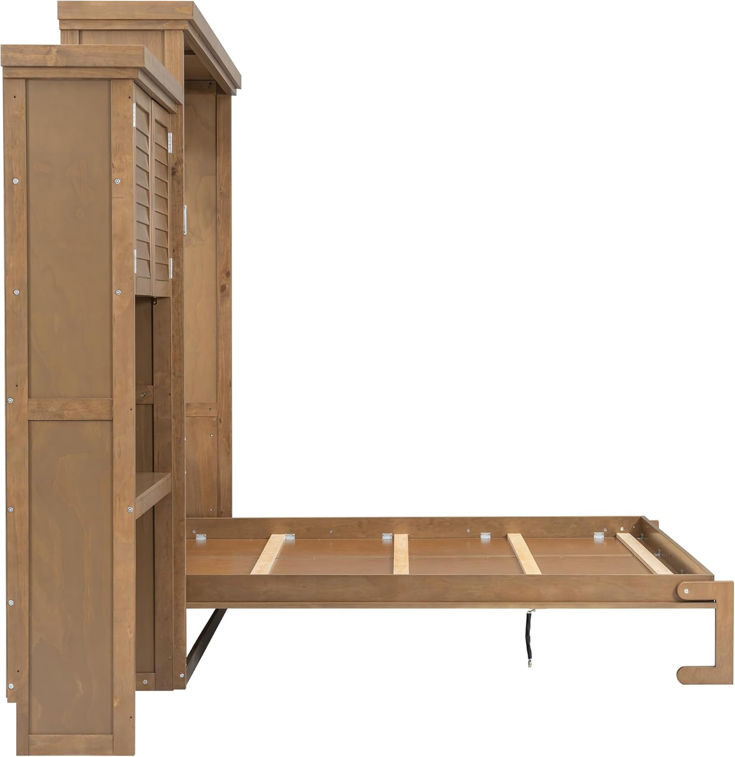 Merax Queen Size Murphy Bed with Multiple Storage Shelves,Wall Bed with Louvered Style Decoration,Wood
