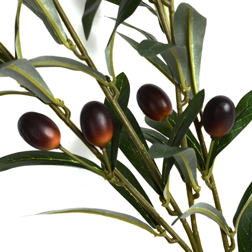 3pcs Artificial Plants Greenery Olive Branches Stems Fake Plants Green Leaves Fruits Branch Leaves for Home Office ndoor Outside DIY-Wreath Decor 27-Inch (3)