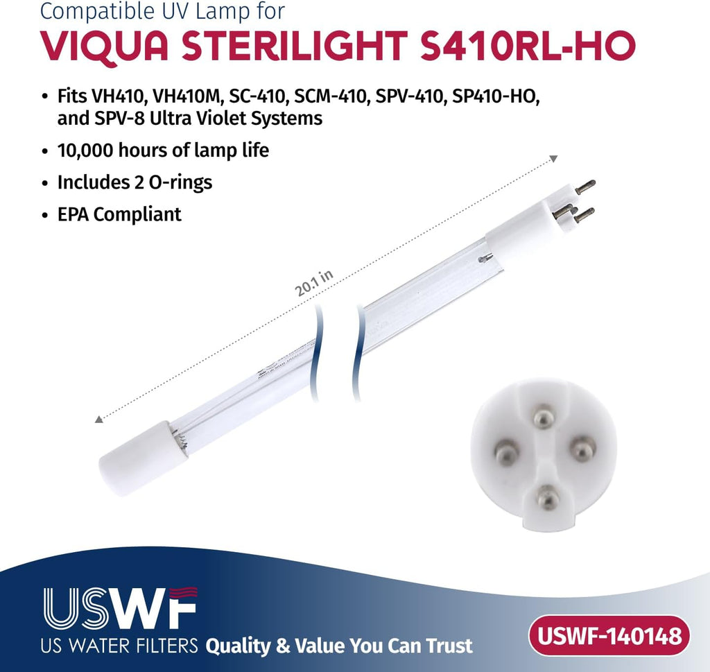 QL-410 Replacement UV Lamp/Sleeve | Fits the VIQUA VH410, VH410M, VH410-V, VH410M-V, VH410-F20, & PUV-14 Series UV Systems | Made in the USA, US Water Filters