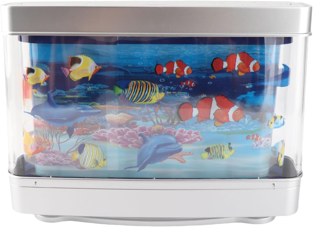 Lifelike Artificial Aquarium with Moving Fish, Mini Fish Tank LED Night Light for Sensory Therapy, Kids Toy for Bedroom or Office Desk