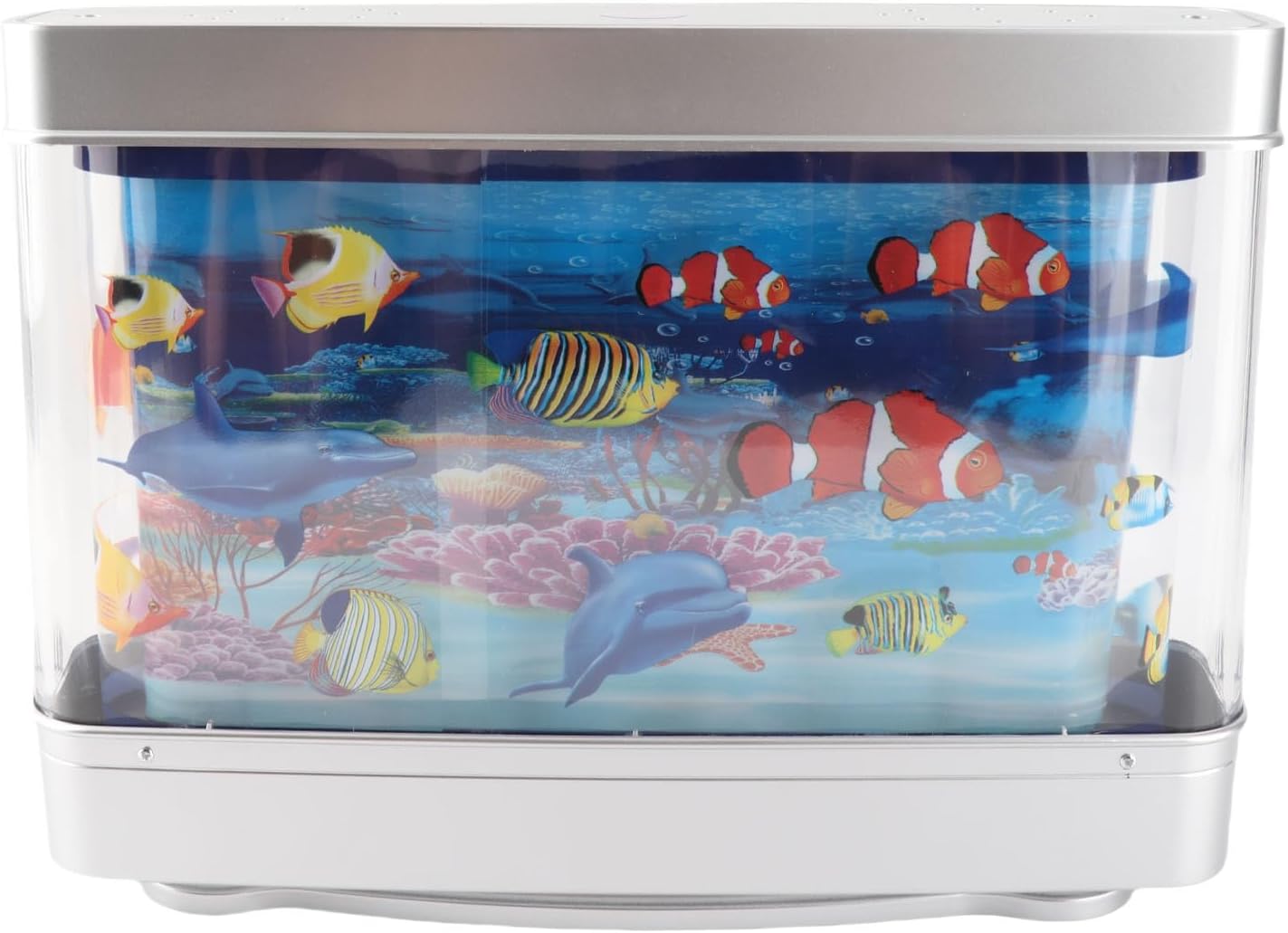 Lifelike Artificial Aquarium with Moving Fish, Mini Fish Tank LED Night Light for Sensory Therapy, Kids Toy for Bedroom or Office Desk