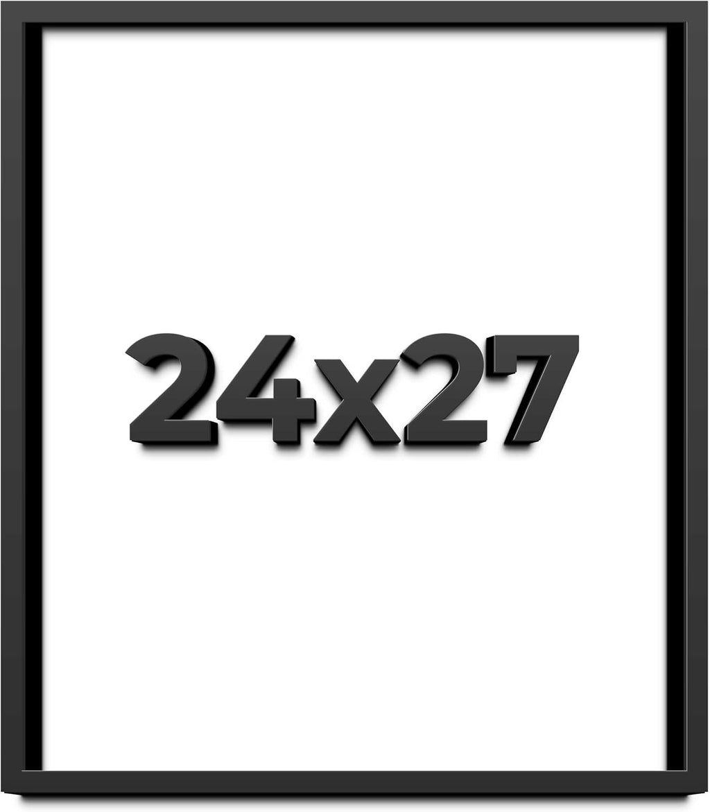 24x27 Shadow Box Frame Black | 1 Inch Deep Solid Wood Shadowbox Display Frame | UV Resistant Acrylic Plexiglass, Acid Free Backing, and Hanging Hardware | Dugan Picture Frame Style
