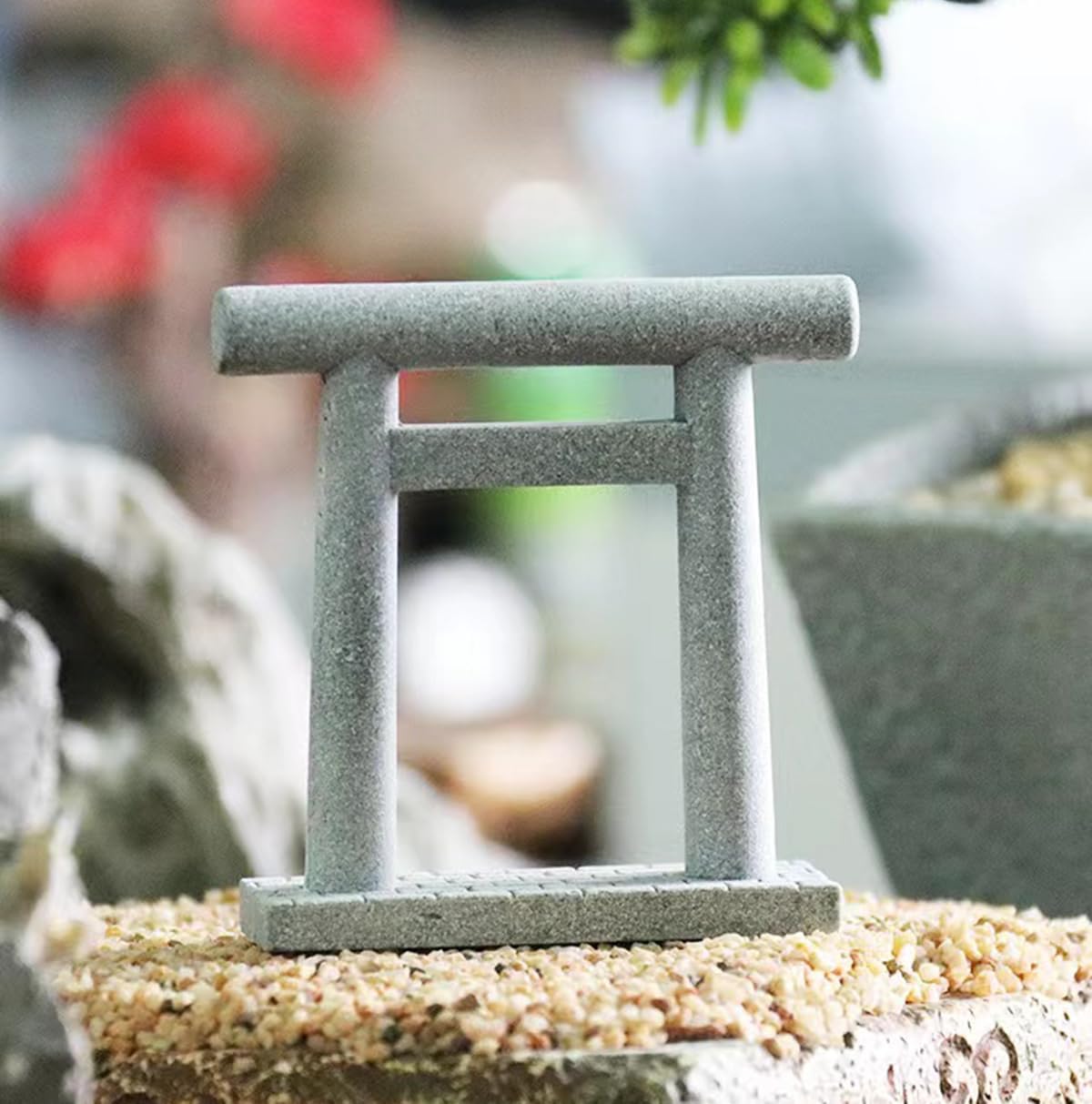 livelyfish Japanese Fish Tank Decorations Asian Aquarium Decor Torii Gate Ornament Japanese Shrine Oriental Pagoda Aquarium Sandstone Bridge Statues Betta Fish Decorations for Tank, L3
