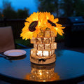 Crystal Cube LED Night Light with Sunflower Vase, USB Rechargeable Table Lamp, 3 Color Modes, Touch Control, Decorative Accent Light for Bedroom, Home (Rubik's Cube Crystal (Sunflower))