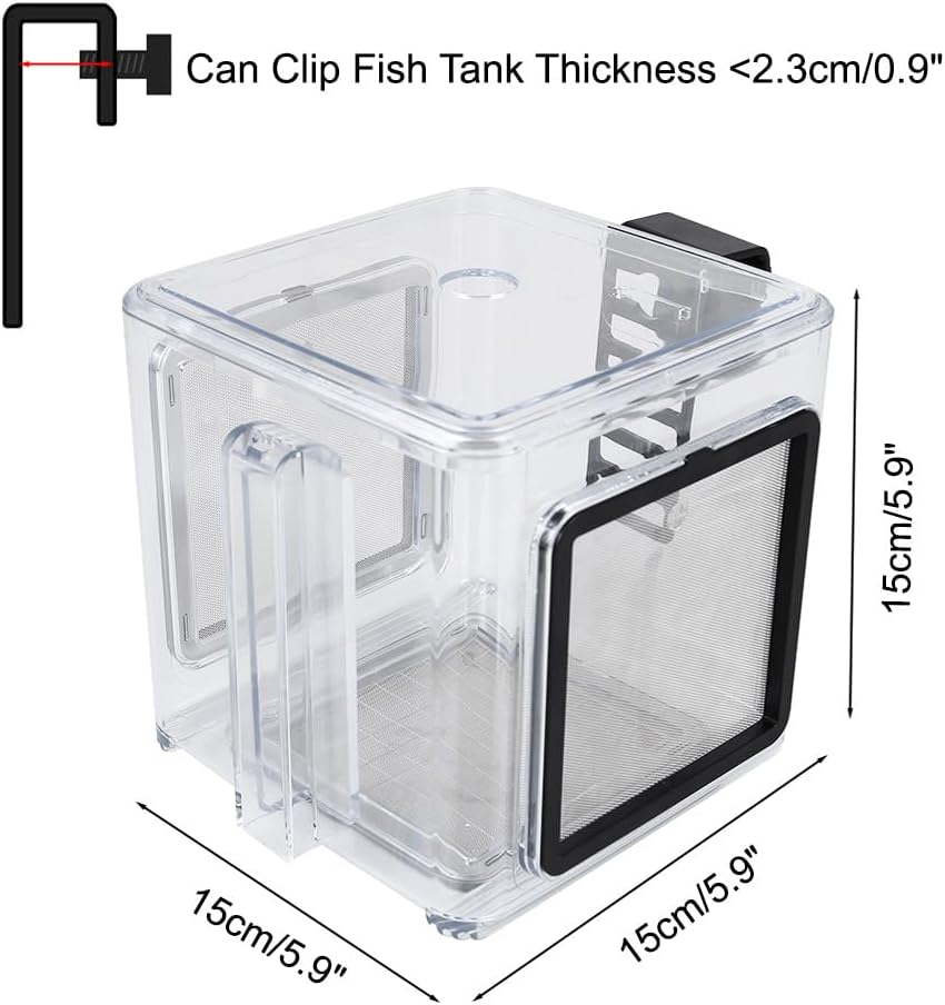 Fish Breeding Box, Acrylic Fish Isolation Box Hanging Aquarium Hatchery Tank for Freshwater Seawater Fish Tank Aquarium