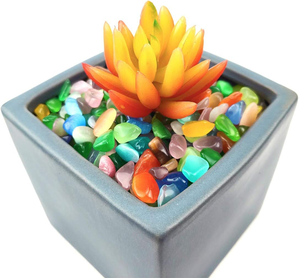 WAYBER 1 Lb/460g Colorful Pebbles Decorative Crystal Stones Sea Glass Opal Rocks Gravel Sand for Aquarium/Turtle Tank/Succulent Plants/Flowerpot/Vase Decoration (Fill 1 Cup)