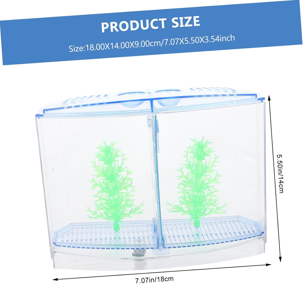 Acrylic Fish Tank Breeding Box for Small Fish with Transparent Dual Compartments Desktop Aquarium Nursery for Goldfish Shrimp and Fry Practical Accessory