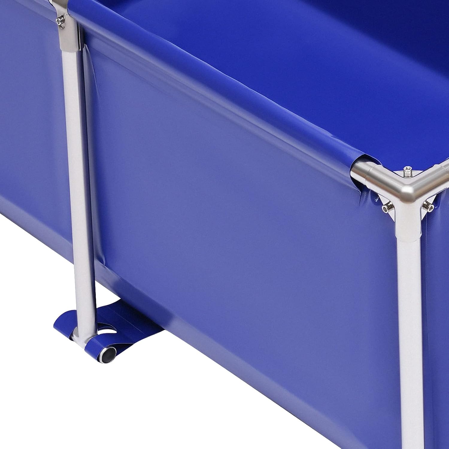 Canvas Fish Pond, Canvas Water Tank with Stainless Steel Tubes Foldable Fish Aquarium Tank Canvas Blue Cuboid Small Above Ground Pond with Drain Valve Indoor Outdoor Goldfish Tank for Breeding Koi