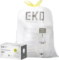 EKO 12.9 Gallon / 45-49 Liter, 60 Count Drawstring Trash Bags, Extra-Strong Unscented Garbage Bags, Easy-Dispense Roll for Kitchen & Household Use, Resists Tears, Leaks and Punctures, Code J, White