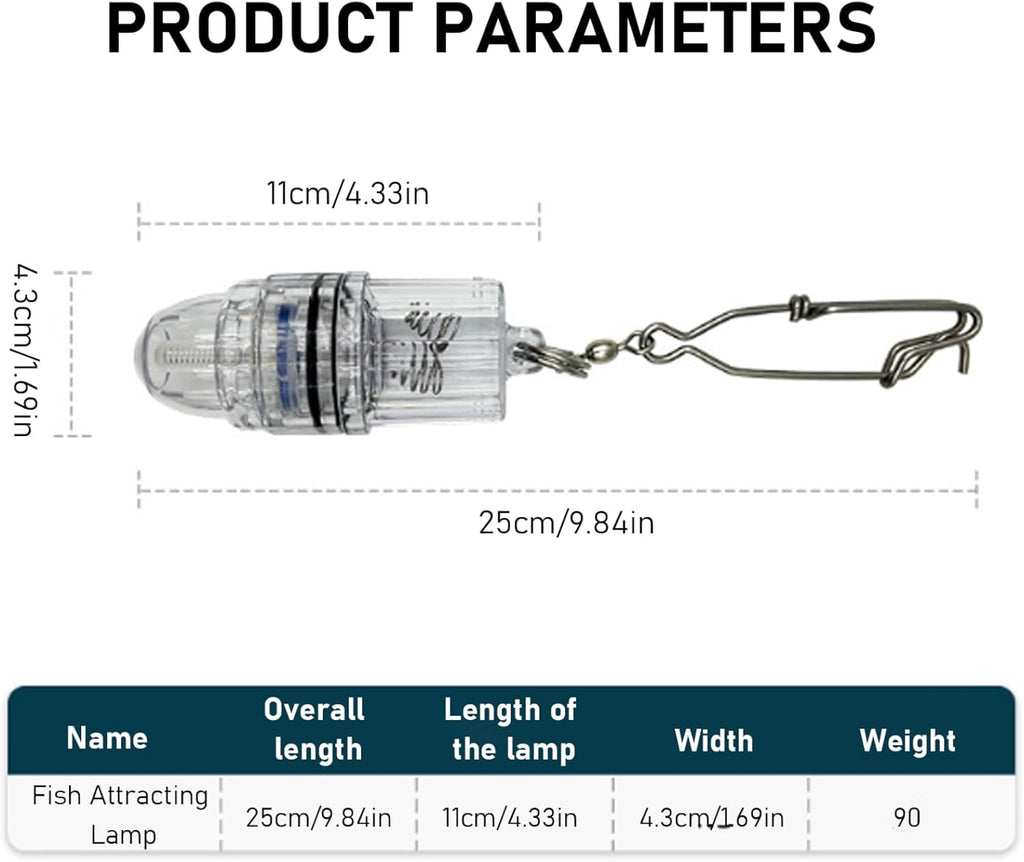 6Pcs Underwater Fishing Lights, 4.3" LED Wide Radiation Range Waterproof Fishing Light with Hook for Saltwater Freshwater